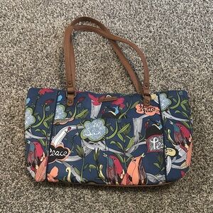 Sakroots Metro Tote in the "River Peace"  Blue and Brown Women's Bag